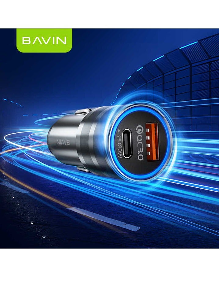 Bavin PC888 Car Charger With 18W USB Port And 20W Type-C Port Supports Fast Charging - Image 3