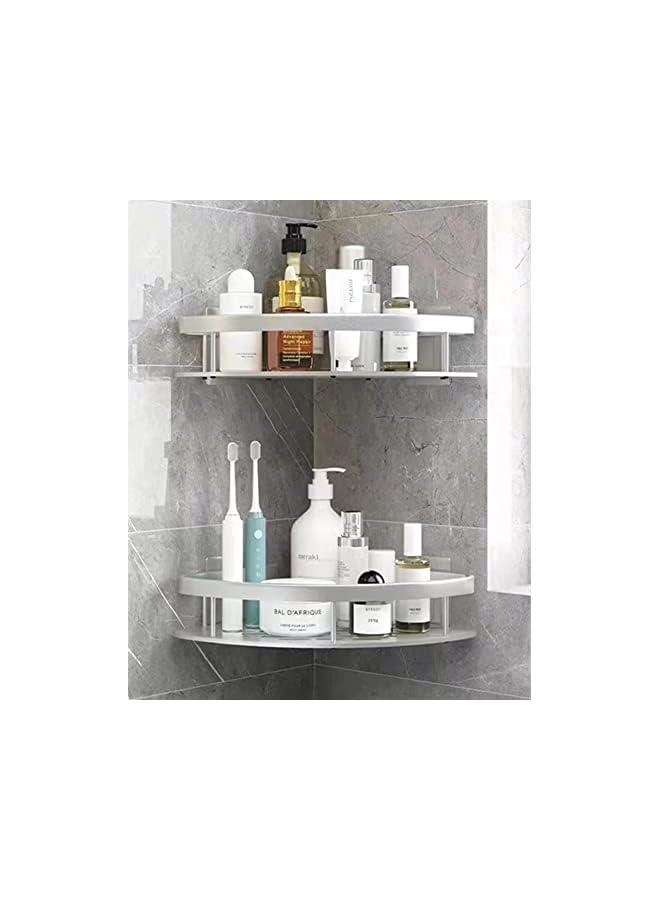 راكسوم علبة دش الزاوية، أرفف دش الحمام 2 حزمة، منظم رف الدش اللاصق، منظم رف الدش بدون حفر، رف تخزين رف مقاوم للصدأ مثبت على الحائط لمطبخ الحمام - Image 2