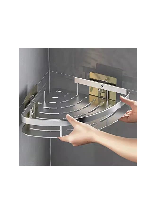 راكسوم علبة دش الزاوية، أرفف دش الحمام 2 حزمة، منظم رف الدش اللاصق، منظم رف الدش بدون حفر، رف تخزين رف مقاوم للصدأ مثبت على الحائط لمطبخ الحمام - Image 3
