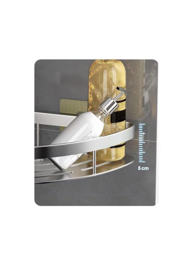 راكسوم علبة دش الزاوية، أرفف دش الحمام 2 حزمة، منظم رف الدش اللاصق، منظم رف الدش بدون حفر، رف تخزين رف مقاوم للصدأ مثبت على الحائط لمطبخ الحمام - Image 4