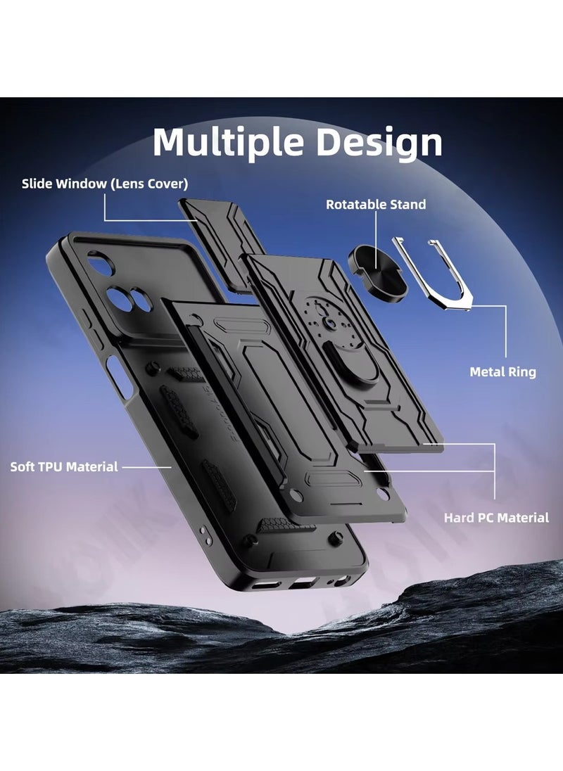 Techie Motorola Moto G24 Slide Armor Case with 360° Ring, Magnetic Stand, Card Holder, Camera Shield & Mil-Grade Drop Protection  - Image 3