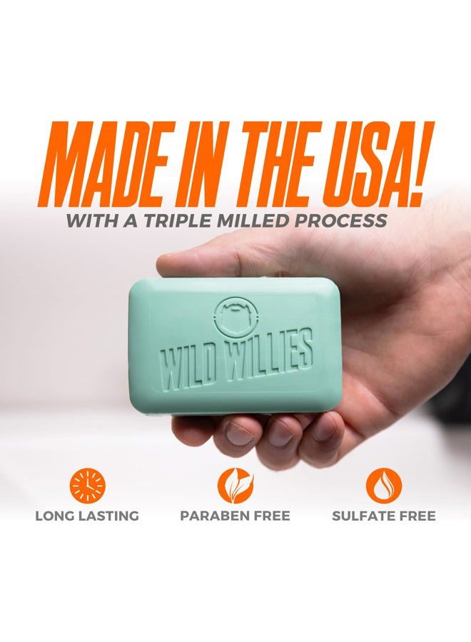 Wild Willies Moisturizing Mens Bar Soap - Bath Soaps with Shea Butter for Odor Protection - Natural Body Bar for Men - River Mist Scent, 3 Pack - Image 5