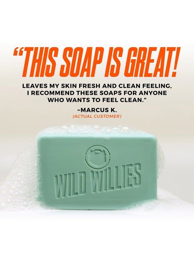 Wild Willies Moisturizing Mens Bar Soap - Bath Soaps with Shea Butter for Odor Protection - Natural Body Bar for Men - River Mist Scent, 3 Pack - Image 4