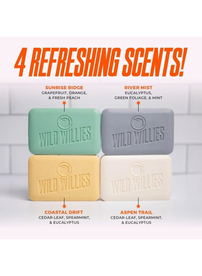 Wild Willies Moisturizing Mens Bar Soap - Bath Soaps with Shea Butter for Odor Protection - Natural Body Bar for Men - River Mist Scent, 3 Pack - Image 3