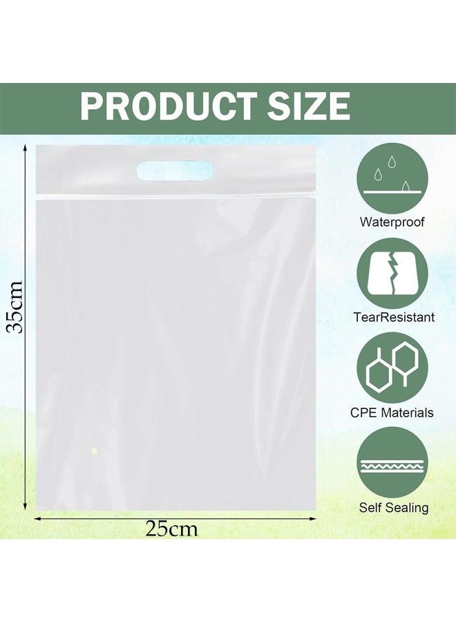 DUNISO 50PCS Frosted Clothing Transport Packaging Bags, Frosted With Handle, Resealable Zipper Plastic Garment Packaging Bags, Space Saving Packaging Bags for Underwear, Towels, Shoes, Clothes, Cosmetics, Toiletries,T Shirt Bags,35x25cm - Image 2