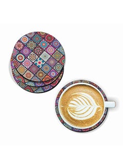 Paper Plane Design PAPER PLANE DESIGN Handmade Mandala Pattern Wooden Coaster Set for Home Kitchen, Office Desk (Set of 6, 4 inch)  - Image 1