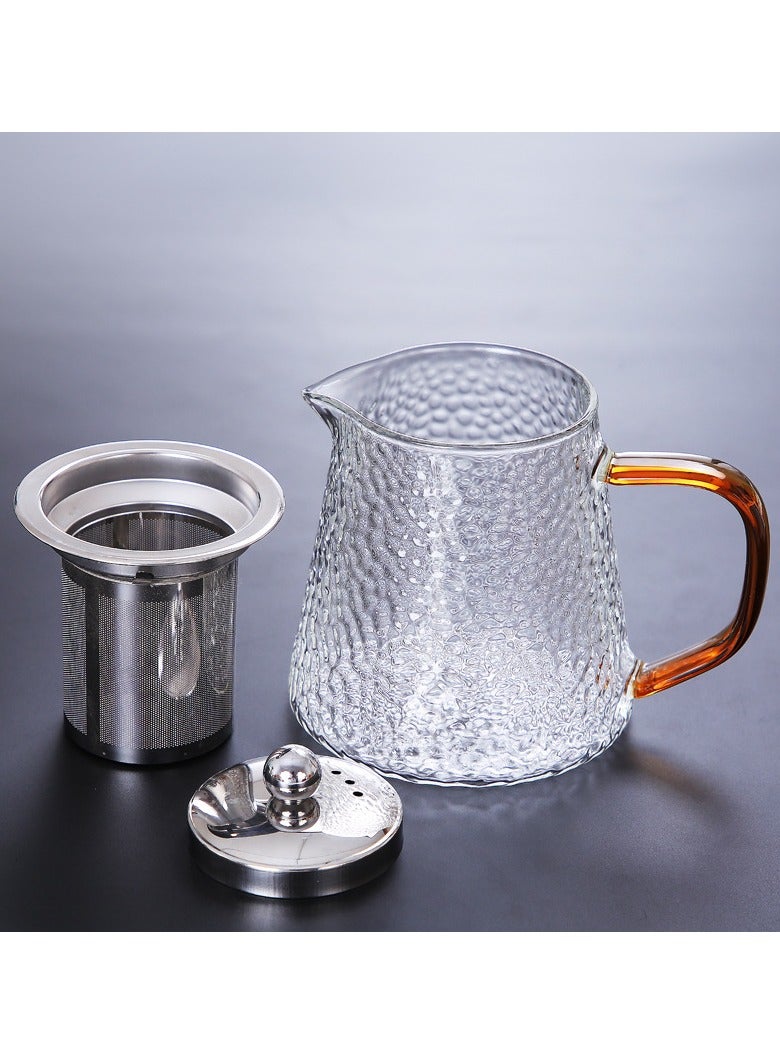 XiuWoo Glass Infuser Teapot With Lid Stove-Cooked Tea Explosion-Proof Glass Teapot Household High Temperature Resistant Teapot Thickened Flower And Grass Teapot Filter Tea Brewer Clear/Silver 600ml  - Image 2