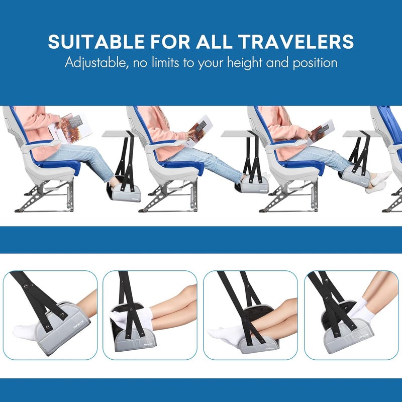 TIPKITS 2 Pack Foot Hammock for Plane Travel with Comfortable No Clashing Base, Portable Foot Rest Made with Premium Memory Foam, Airplane Footrest Travel Essentials to Relax Your Feet - Image 5