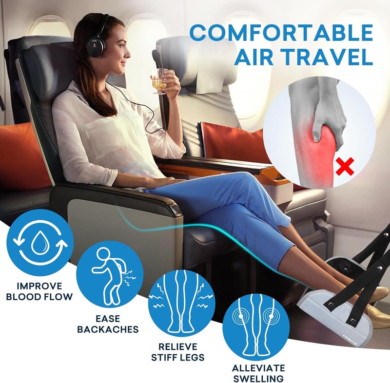 TIPKITS 2 Pack Foot Hammock for Plane Travel with Comfortable No Clashing Base, Portable Foot Rest Made with Premium Memory Foam, Airplane Footrest Travel Essentials to Relax Your Feet - Image 2