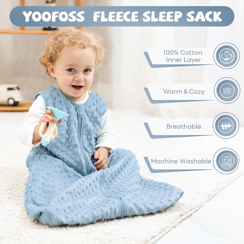 Yoofoss Fleece Baby Sleep Sack 6-12 Months with Plush Dots, TOG 1.5 Baby Wearable Blanket with 2-Way Zipper, Cotton Toddler Sleep Sack Fleece - Image 2