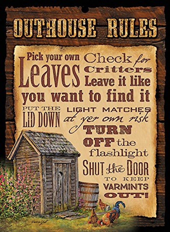 Wild Wings Outhouse Rules 8" x 12" Wood Sign by Valeria Yost - Image 2