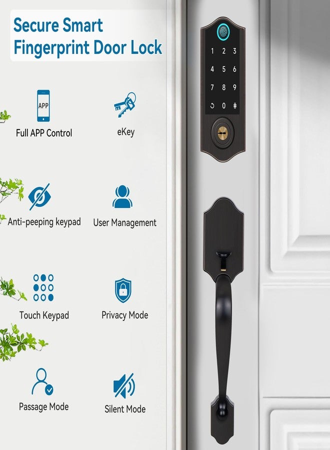 Harfo Fingerprint Smart Door Lock for Front Door with Handle Set, App Control, Keyless Entry Door Lock Keypad Deadbolt, Digital Electronic Touchscreen Front Door Lock Set, Auto Lock, Aged Bronze - Image 3