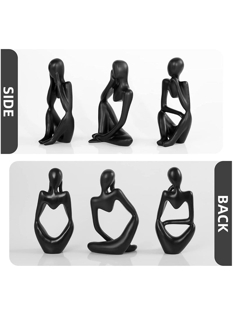 HOME TASTE Hometaste 3 Pieces Thinker Statue,Home Decor Modern Resin Statues Black,Decor Thinker Statue Desktop Decor Accents For Bookshelf Coffee Table Shelf, Office Decor Collectible Figurines (Small Black Statue)  - Image 3