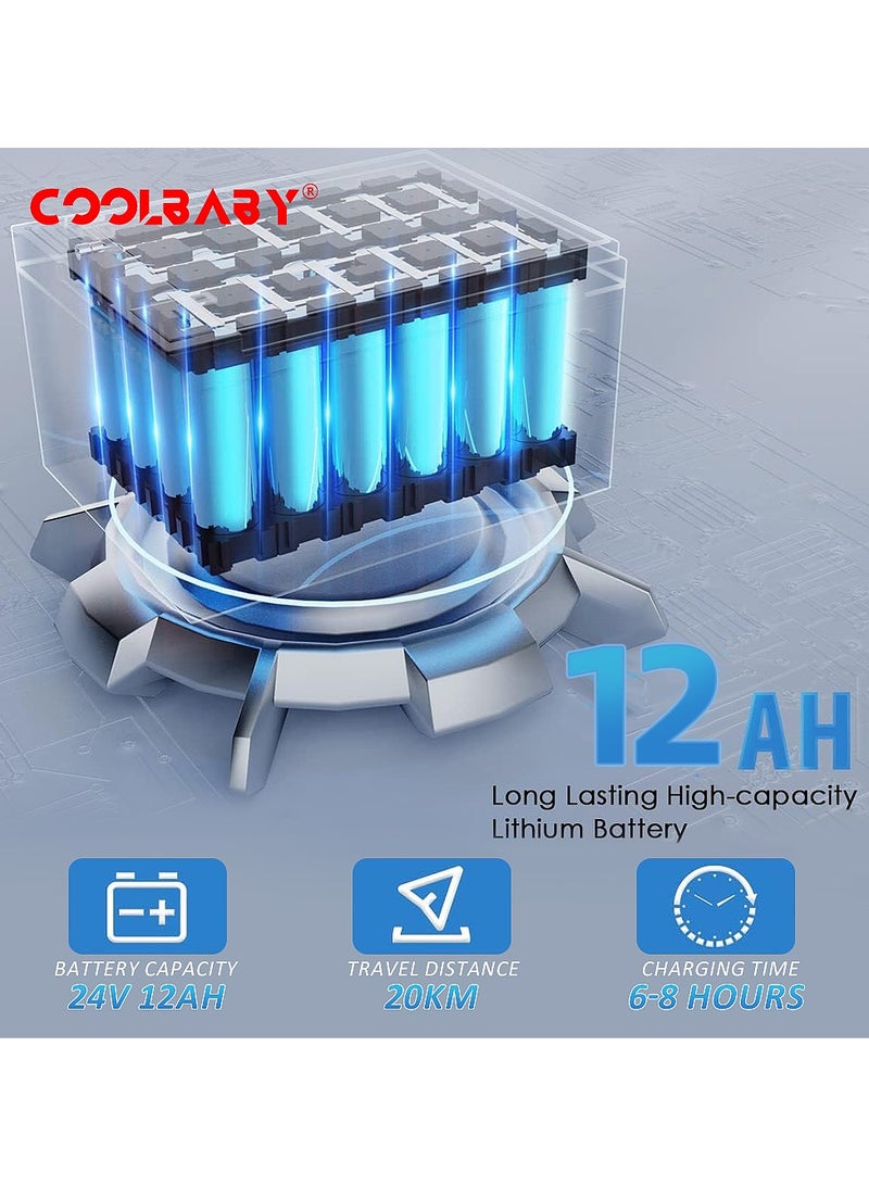Cool Baby COOLBABY Portable folding electric wheelchair 24inch magnesium alloy rear wheel 13 Miles Long Travel Range Portable Foldable Motorized Carry Wheelchair - Image 3