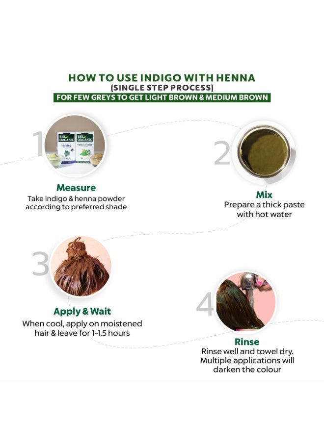 Indus Valley Bio-Organic 100% Herbal Indigo Powder for Natural Hair Color, Organic & Chemical-Free, Helps Protect Hair from Damage – 100g - Image 3