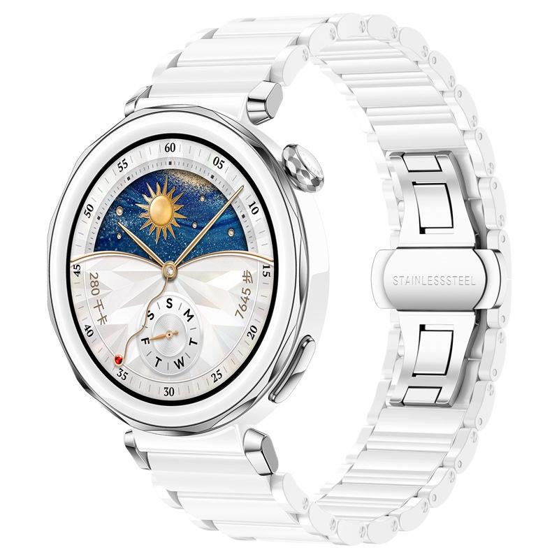 erorex For Huawei Watch Gt 5 Pro 42Mm Ceramic Stainless Steel Watch Band(Pure White) - Image 1