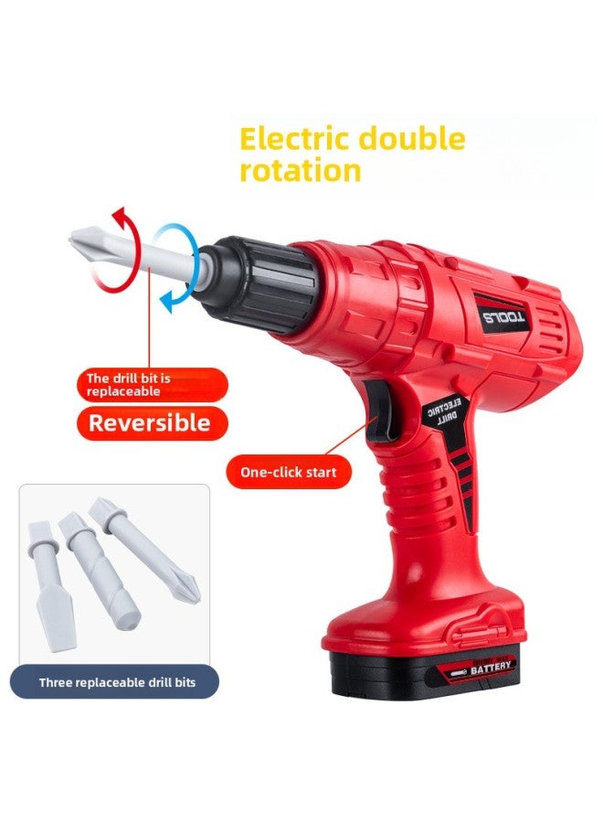 Children's Toolbox Toy Boy Simulation Repair Electric Drill Table Repair Baby Screw Assembly Free Shipping-Color:68-piece Tool Set (including Electric Drill + Cap + Tool Box) - Image 4