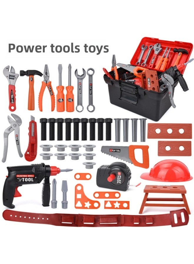 Children's Toolbox Toy Boy Simulation Repair Electric Drill Table Repair Baby Screw Assembly Free Shipping-Color:68-piece Tool Set (including Electric Drill + Cap + Tool Box) - Image 2