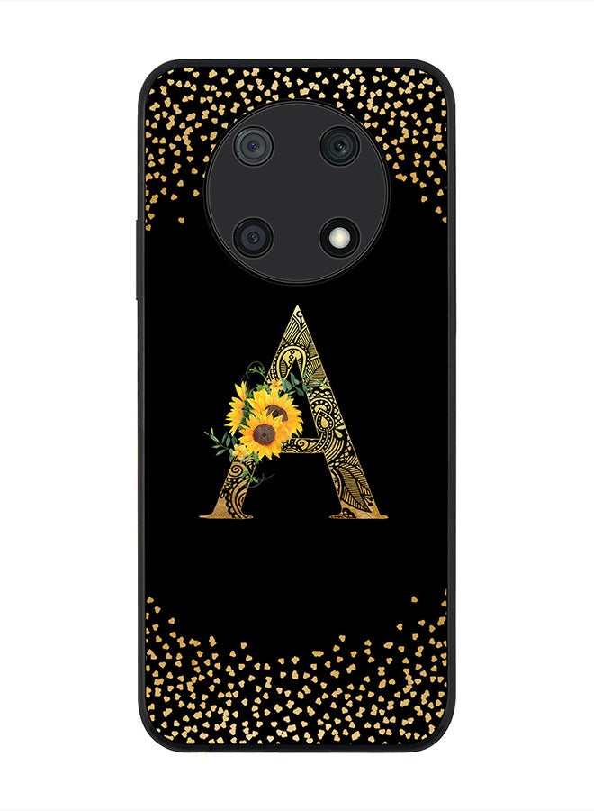 Stylizedd Rugged Black edge case for Huawei nova Y90, Slim fit Thin Cover -  Custom Monogram Initial Letter Mandala Floral Pattern Alphabet- A  (Black ) - Image 1