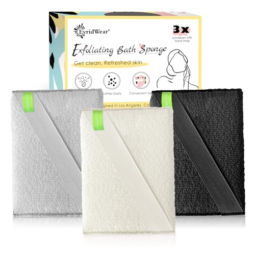 Evridwear 3 Pack Exfoliating Bath Sponges Body Scrubber for Shower Textured Loofah Pads for Dead Skin Removal Body Exfoliator for Smoother Skin Spa Body Polishing for Men WomenClassical - Image 1