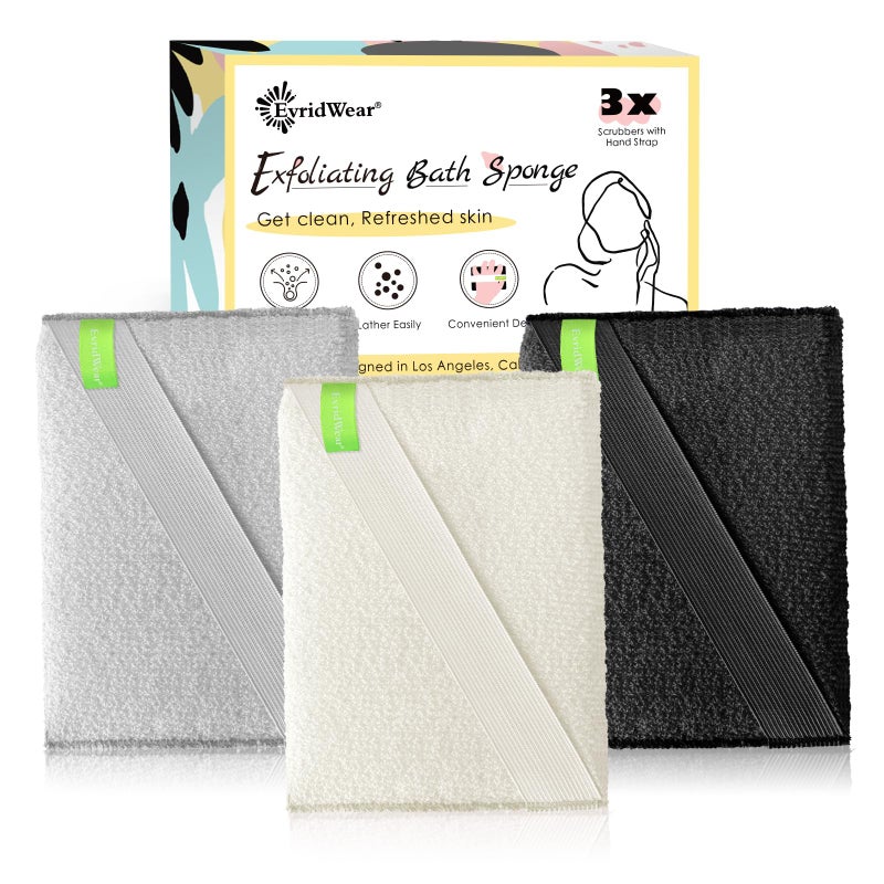 Evridwear 3 Pack Exfoliating Bath Sponges Body Scrubber for Shower Textured Loofah Pads for Dead Skin Removal Body Exfoliator for Smoother Skin Spa Body Polishing for Men WomenClassical - Image 3