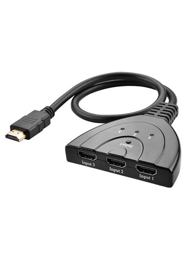 BURAQ 3x1 Pigtail HDMI Switcher Up to 1080P (Gold Plated)(Black)  - Image 1