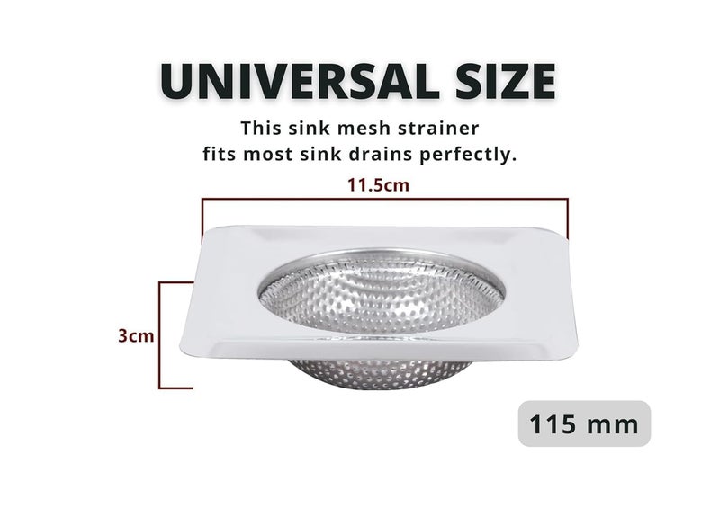 Scenty Square Stainless Steel Kitchen Strainer, Sink Jali, Drain Filter, Wide Rim Anti Clogging Mesh Drain Filter Vegetable Hair Catcher Drain Cover - Image 2
