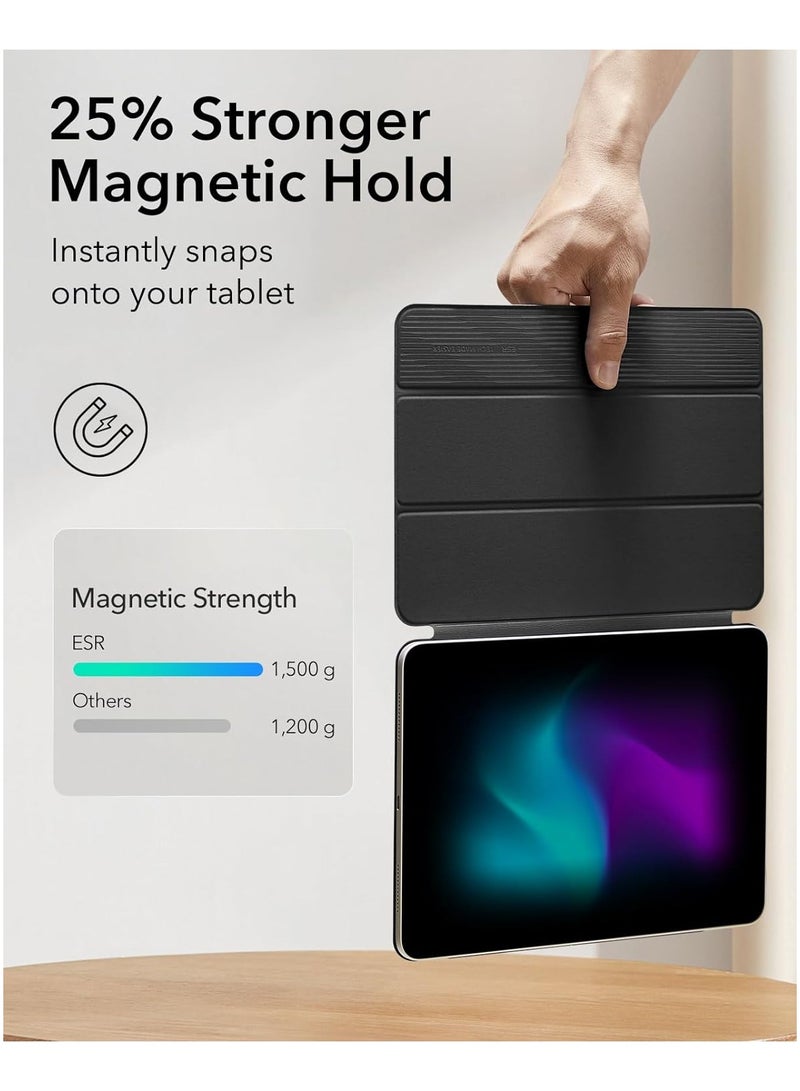 عام 【حافظة لآيباد برو 11 بوصة (2024، الجيل الخامس)، تثبيت مغناطيسي قوي، حافظة رقيقة مع واقف مطوي ثلاثي، دعم للقلم التفاحي والقلم (USB-C)، وظيفة الاستيقاظ/السبات التلقائي】 - Image 3