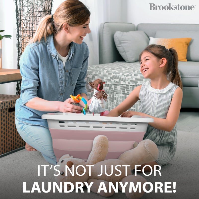 BROOKSTONE 11 GALLON XL 24" Collapsible Laundry Basket & Clothes Hamper, Comfort Non-Slip Handles, Modern Laundry Hamper with Space Saving Design, Portable Pop-Up Hamper, BPA FREE, Blush Pink, 1 Pack - Image 5