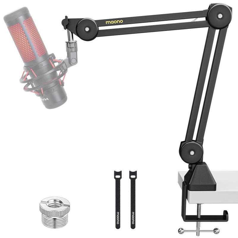 MAONO Microphone Boom Arm Heavy Duty Adjustable Metal Suspension mic stand with Upgraded Desk Clamp and 38 to 58 Screw Adapter for Podcasting Recording Streaming Gaming BA37 - Image 2
