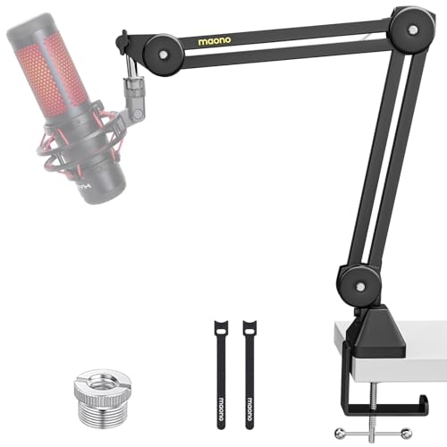 MAONO Microphone Boom Arm Heavy Duty Adjustable Metal Suspension mic stand with Upgraded Desk Clamp and 38 to 58 Screw Adapter for Podcasting Recording Streaming Gaming BA37 - Image 1