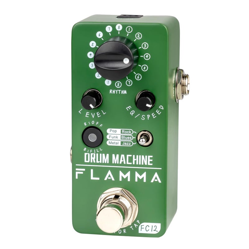 FLAMMA FC12 Drum Machine Guitar Pedal Drum Pedal with Real-Time FILL Function, Guitar Effect Pedal with 48 Drum Grooves 6 Music Styles & Tap Tempo EQ Presets, 44.1kHz/24Bit Mini Pedal - Image 1
