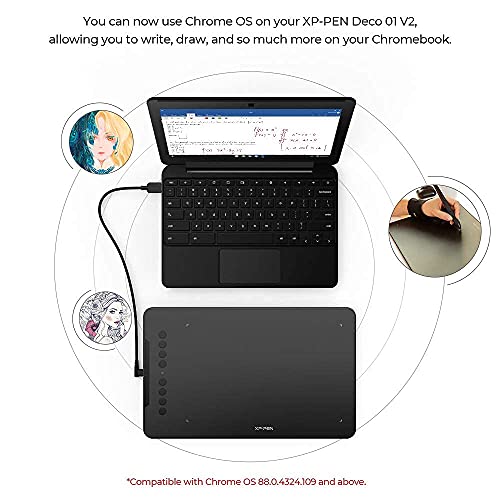 XP-Pen Deco01 V3 Digital Graphics Drawing Pen Tablet (10" x 6.25", 16384 Levels of Pressure Sensitivity, Battery-Free Passive Stylus, Green) - Image 4