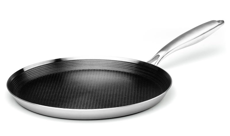 Innerwell Stainless Steel Crepe Pan  12 Inch Nonstick Crepe Pan Stainless Steel Honeycomb Coating Pancake Pan Non Stick Flat Skillet Tawa Dosa Tortilla Griddle Pan Induction Compatible PFOA Free
