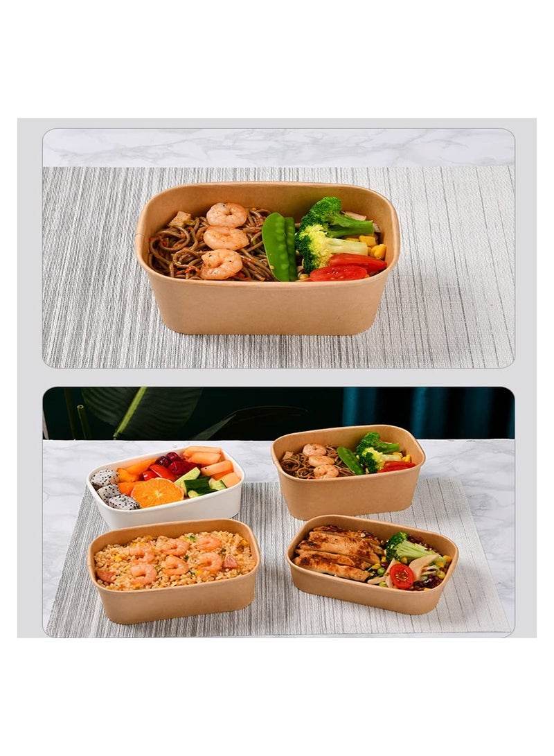 SOLARAE 25 PCS Kraft Paper Salad Boxes - Oil & Water Resistant Square Lunch Containers for Takeout, Meal Prep, Fitness Lunch, and Salads - Reusable Paper Food Boxes for Easy Takeaway. - Image 3
