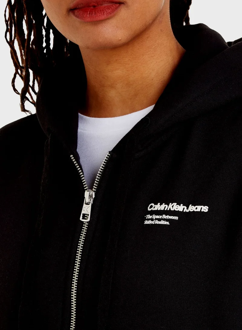 Calvin Klein Jeans Zip Through Knitted Hoodie