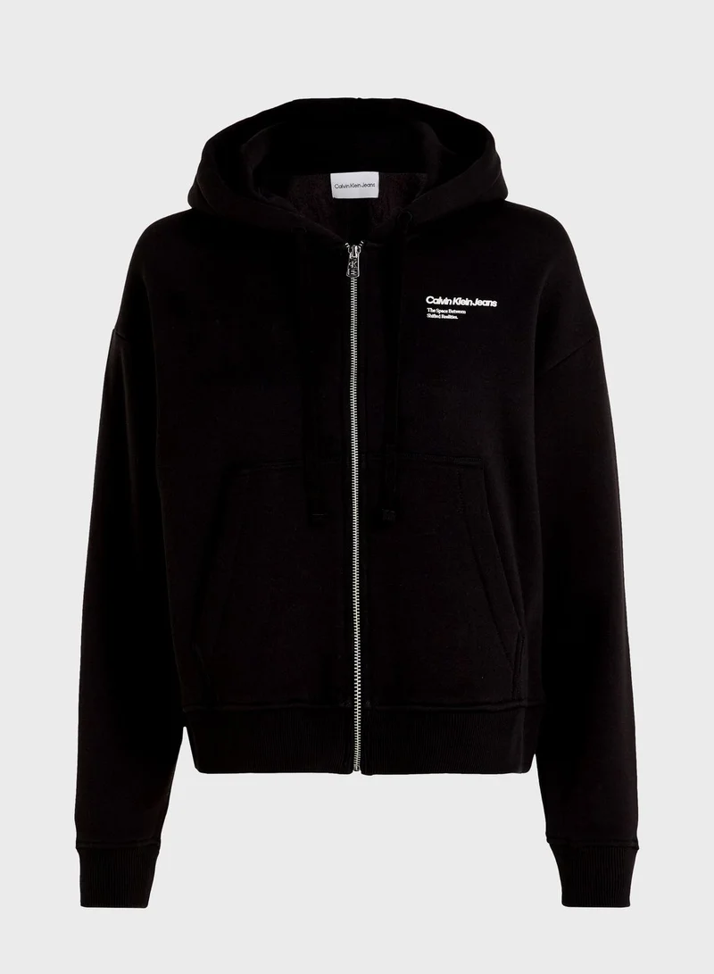 Calvin Klein Jeans Zip Through Knitted Hoodie