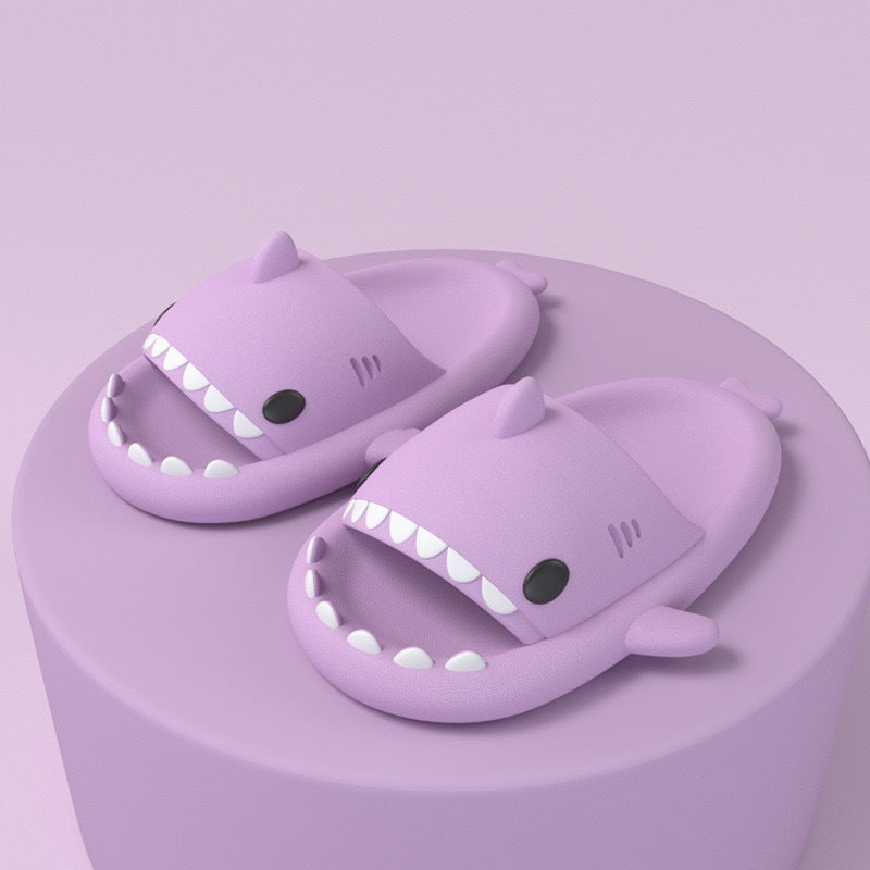 Shark Slippers Summer Adult Couple Parent-Child Children Slippers Trendy Indoor and Outdoor Funny Home Cute Cartoon Sandals black shark - Image 3