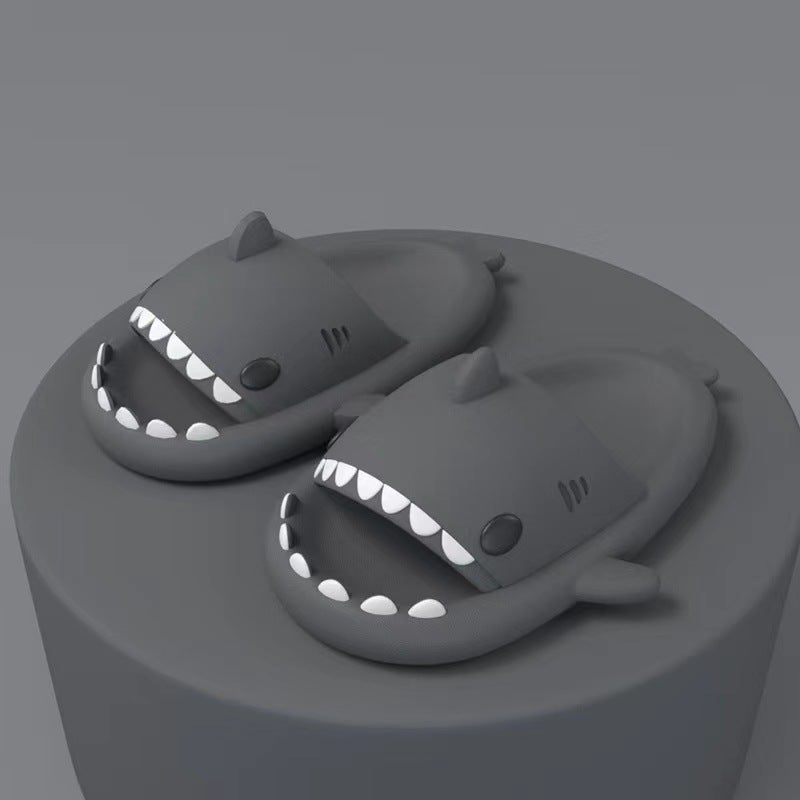 Shark Slippers Summer Adult Couple Parent-Child Children Slippers Trendy Indoor and Outdoor Funny Home Cute Cartoon Sandals black shark - Image 2