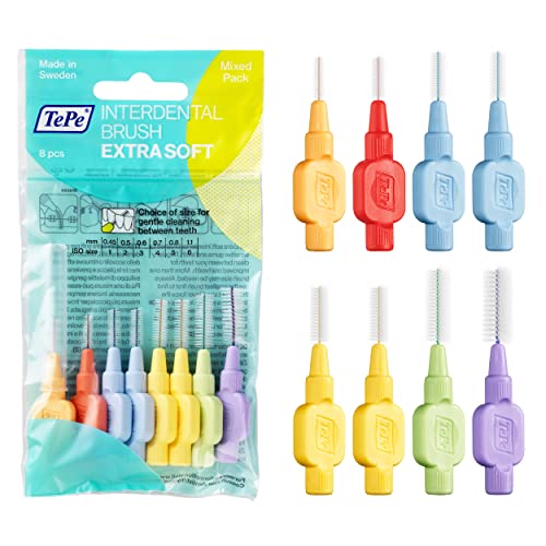 TePe Interdental Brush Extra Soft, Supersoft Dental Brush for Teeth Cleaning, Pack of 8, Multi Pack - Image 1