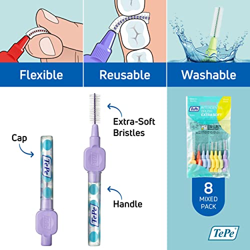 TePe Interdental Brush Extra Soft, Supersoft Dental Brush for Teeth Cleaning, Pack of 8, Multi Pack - Image 5