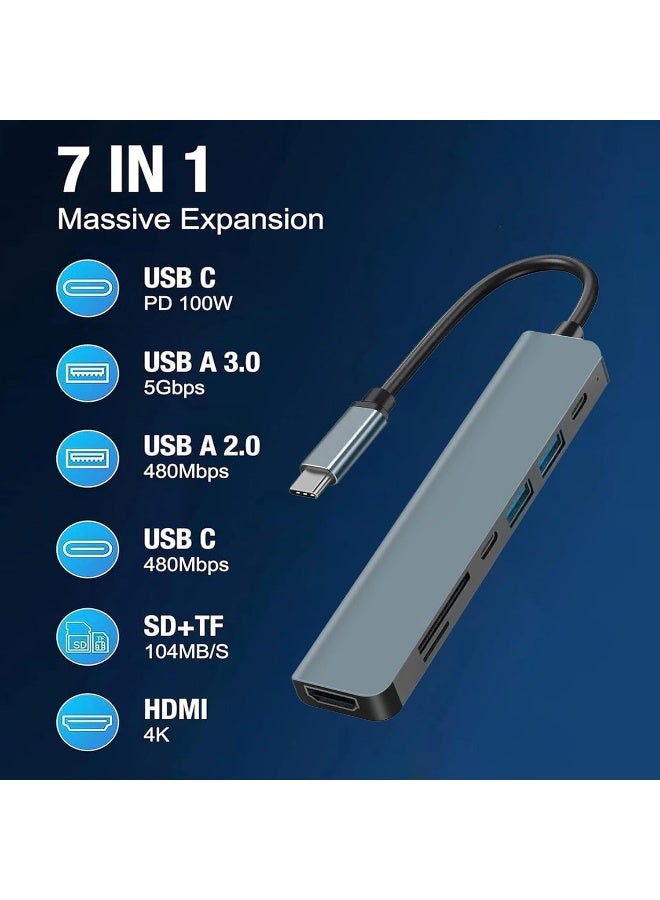 7-in-1 Multi-Function Type-C to HDMI 4K Expansion Dock - USB 3.0 Hub Splitter - Image 2