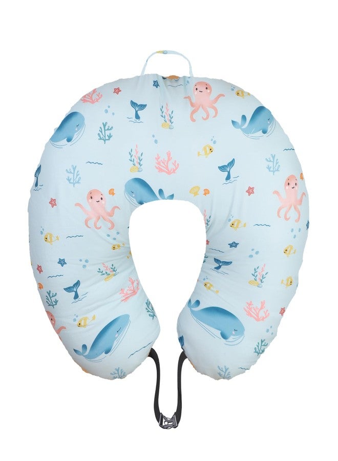 Windson Craft Newborn Nursing Feeding Pillow, Breastfeeding Pillows with Removable Cover, Infant Support for Baby & Mom Cradle 0-24 Months (Blue - Sea Animal) - Image 1