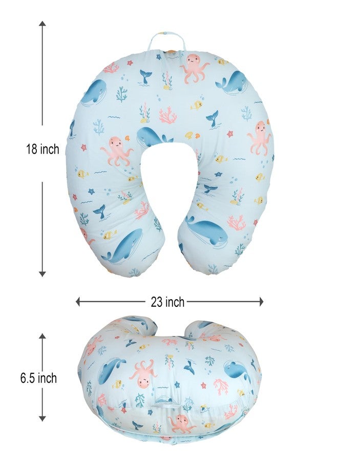 Windson Craft Newborn Nursing Feeding Pillow, Breastfeeding Pillows with Removable Cover, Infant Support for Baby & Mom Cradle 0-24 Months (Blue - Sea Animal) - Image 3