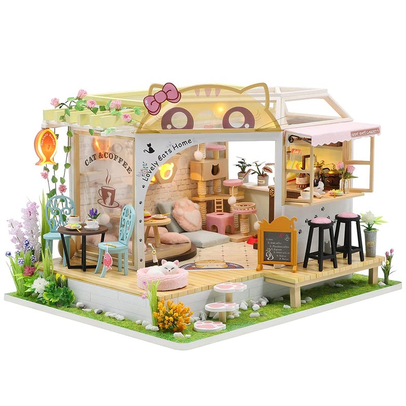 CUTEBEE Dollhouse Miniature with Furniture, DIY Wooden Dollhouse Kit Plus Dust Proof, Creative Room Idea - Image 1