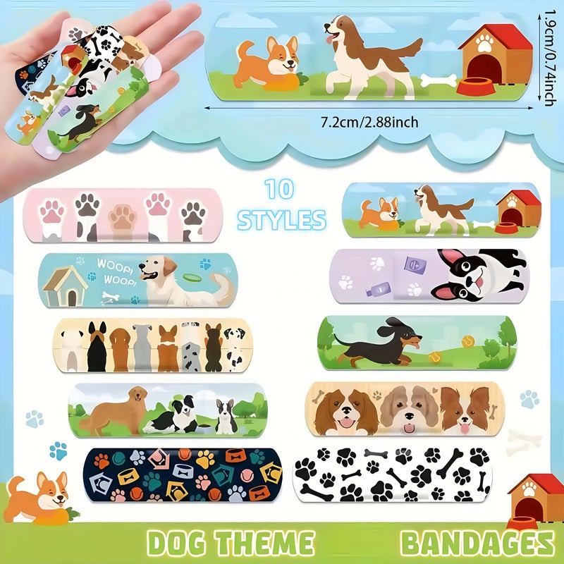Dog Themed Bandages 10pcs Self-Adhesive PE Breathable Cartoon Wound Care - Image 3