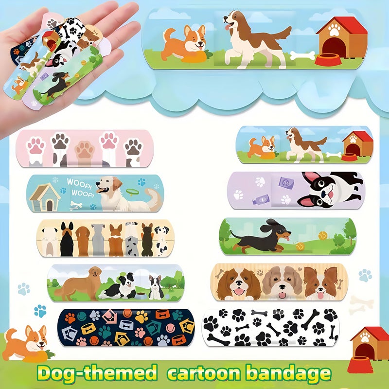 Dog Themed Bandages 10pcs Self-Adhesive PE Breathable Cartoon Wound Care - Image 1