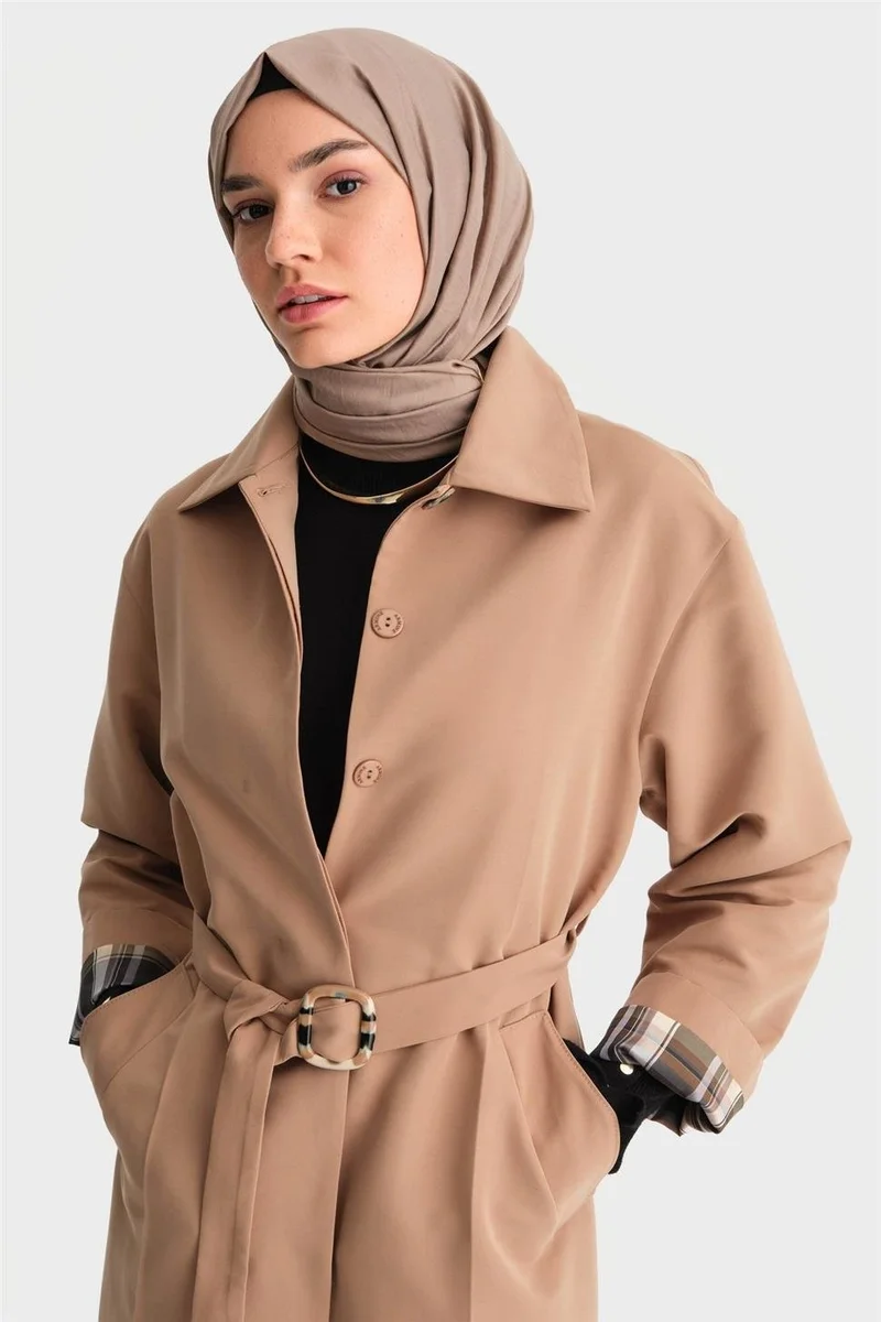 ARMINE Trench Coat with Opened Sleeves and Iron Traces 24K7515 Camel