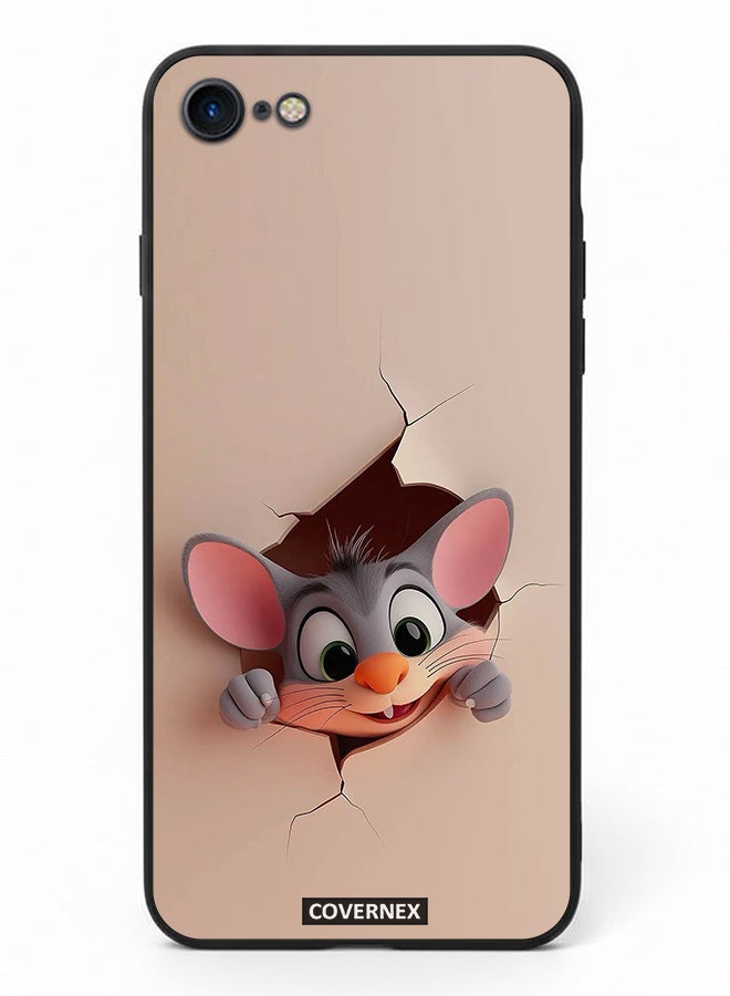 Covernex Apple iPhone 7 Protective Case Cover Printed Featuring Tiny Mouse Wall Break 3D Effect - Image 2