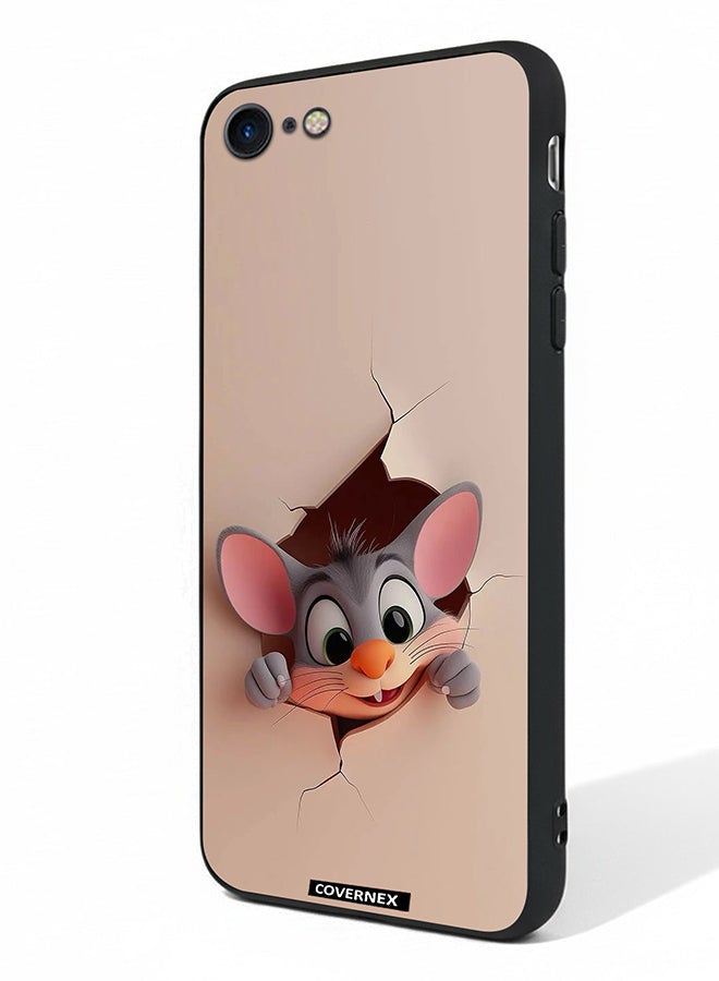 Covernex Apple iPhone 7 Protective Case Cover Printed Featuring Tiny Mouse Wall Break 3D Effect - Image 1